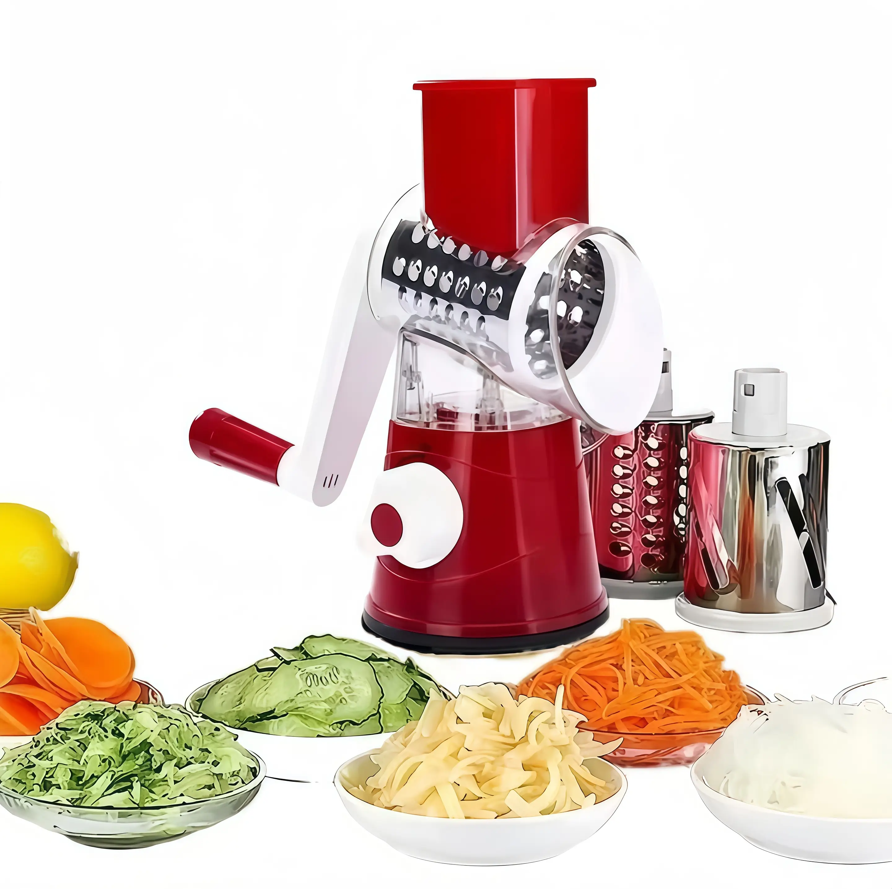 ONESHOW Rotary Kimchi Grater Mandoline Manual Cheese Shredder with Strong Suction Base Easy Cleaning Multifunctional Vegetable Chopper Ergonomic Desig