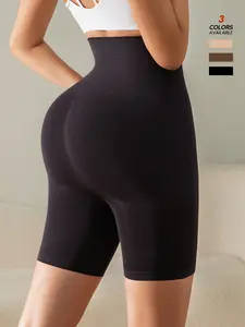 Women's Solid High Waist Shapewear Shorts, Tummy Control Butt Lifting Slimmer Sculpting Shapewear Bottoms, Summer Clothes Women