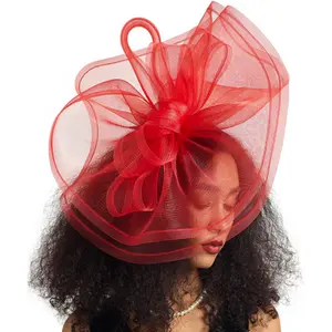 20's Large Red Fascinator - Derby - Costume Accessory - One Size