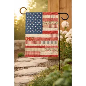 American Patchwork Flag Garden Flag, 4th Of July Flag, Patriotic Floral Porch Decor, 250th Birthday of America Flag(Pole, Hooks, Or Fasteners Are Not Included)