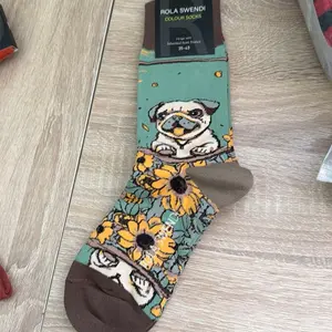 Rola Swendi Soft Cotton Socks with Adorable Pug Design and Vibrant Sunflower Pattern for Comfort and Style