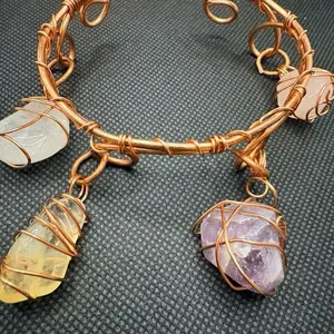 Copper wrapped charmed anklet