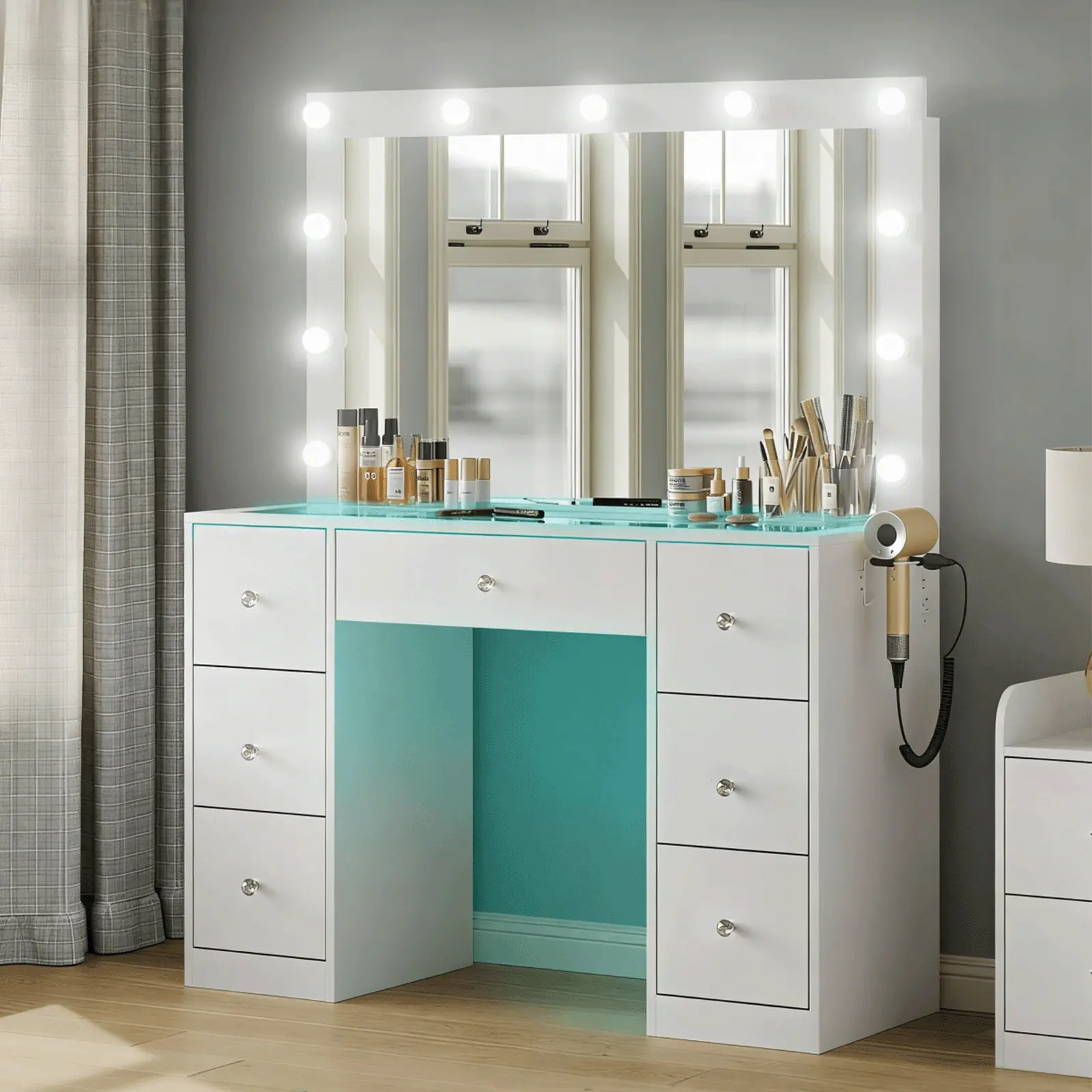 White with LED lights