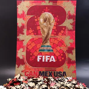 (Luxury Version) FIFA World Cup 2026 Host Country Logo Canada Jigsaw Puzzle 300 Pieces 5mm Wood Officially Licensed Soccer Fan Gift (Luxury Version)