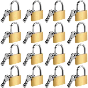 16 Pcs Brass Padlock with Key, 1.18" Pad Lock, Diaries, Suitcases, Boxes, Fence, Sheds, Garages