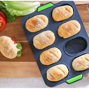 Non-Stick Silicone Mini Baguette Baking Tray DIY 8 Loaf French Bread Baking Mould Loaf Pan