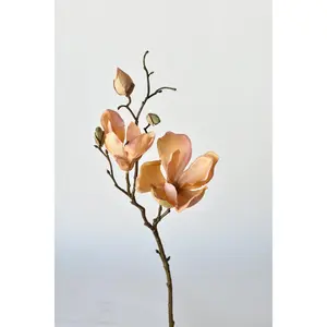 19" Faux Magnolia Stem Light Orange/Pink