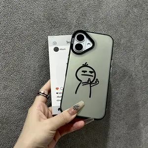 Matchman Cartoon Phone Case Compatible with iPhone 16 17 Air 15 12 13 14 Pro Max Mini X XR XS Max – Shock-Resistant Matte Protective Case (Black)