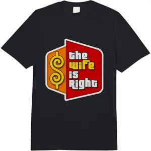 Women's Heavyweight Cotton Short-Sleeve Round Neck Fitted Casual T-Shirt, "The Wife Is Right" Graphic Top, As Photos summervibes