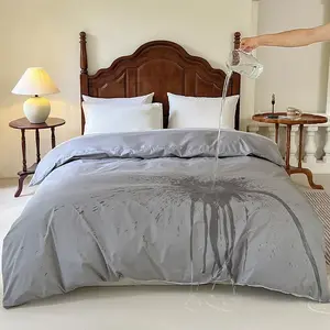 Single Side Waterproof Duvet Protector Cover Queen, Incontinence Reversible Duvet Protector Cover, Waterproof Protective Cover or Liner for Bed or Couch, for Elder, Pets, Dog, Cat (Gray,Queen)