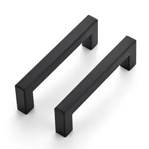 Ravinte 4 Inch Kitchen Square Cabinet Handles Cabinet Pulls Black Drawer Pulls Kitchen Cabinet Hardware Kitchen Handles for Cabinets Cupboard Handles Drawer Handles
