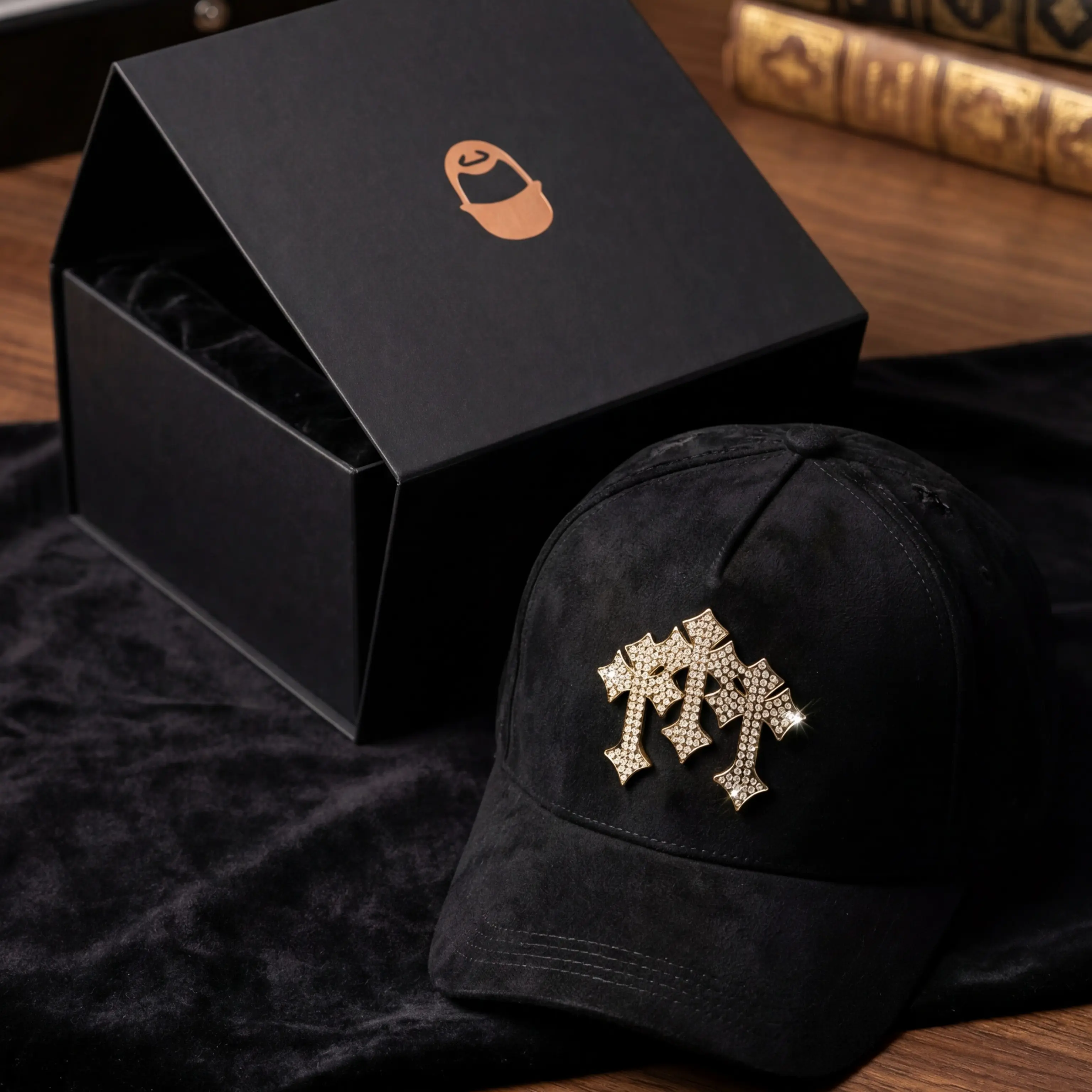 Barbas Hats Chrome Rose Gold FULL BOX - Luxurious Chrome Finish & Rose Gold Hue - Perfect for Casual to Formal Outfits - Ideal Gift in Premium Packaging