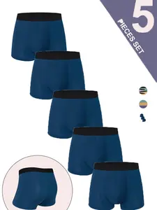 Men's S-4xl 5pcs Loose Fit Comfortable Soft Briefs High Elastic Waist Multicolor Underwear Set for Daily Wear & Casual Bamboo Fiber Gift Sports Boxer Briefs