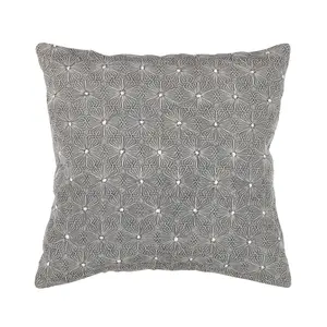 Grey Embroidered Naples Throw Pillow