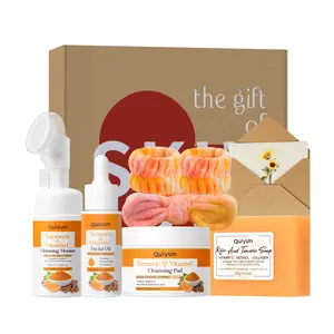 QUIYUM Turmeric Vitamin C Complete Skin Care Kit for Brightening, Cleansing & Nourishing,Oil Control,For All Skin Types