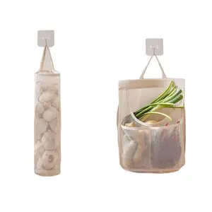Reusable Breathable Hanging Storage Mesh Bags, Onion Bags Mesh Garlic Net Bag, Washable Kitchen Storage Holder Bag for Potatoes, Onions, Garlics, Vegetables, Fruit