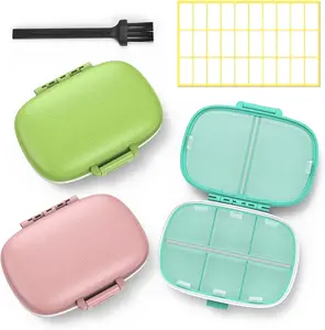 3 Pack 8 Compartments Travel Pill Box, Pill Box Organizer 7 Days Moisture Proof, Minimalist Pill Case for Pocket Purse, Daily Portable Medicine Vitamin Holder Container