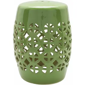 Green Green Ceramic Lattice Stool