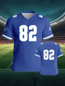 Men's Blue Athletic Rugby Jersey, Rugby Kit #82 Men's Athletic Team Club Training V-Neck Rugby Jersey Legends Live On