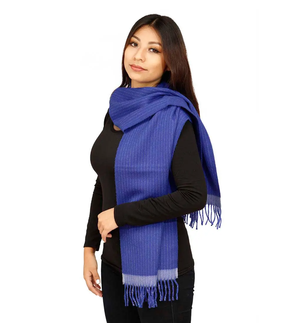 100% Baby Alpaca Knitted Scarf Thin Lines Design