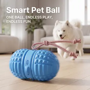 Smart Dog Toy Interactive Automatic Moving Ball Dual Motor Rolling Voice Recording Motion Activated Water Resistant Rechargeable Pet Toy With Rope For Small Medium Dogs Indoor Active Play Boredom Busting