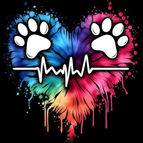 5D DIY Diamond Arts Colorful Painting Kit, Paw Print & Heart Pattern Diamond Arts Colorful Painting without Frame, Handmade Craft Wall Art Decoration, Diamond Painting Kits, Handicraft