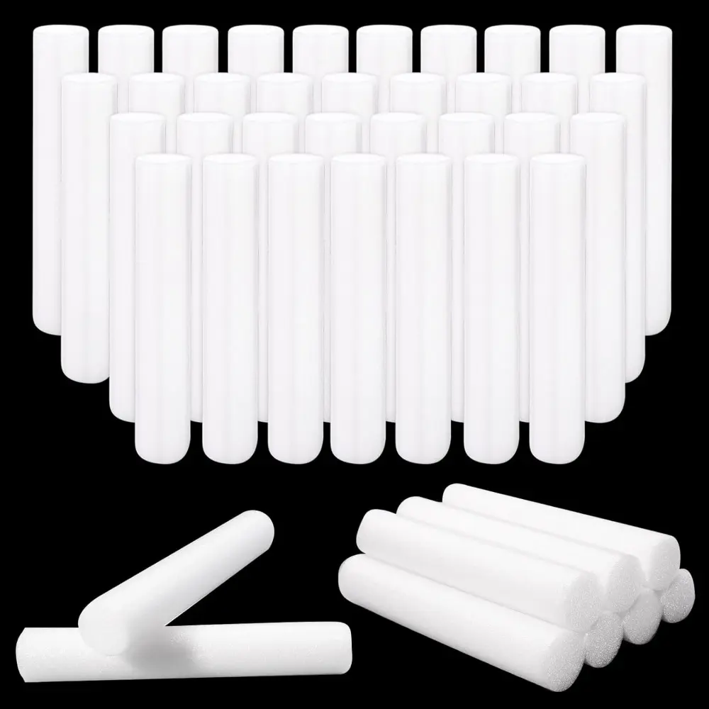 TANEMUDO 36 Pcs Foam Cylinders 6 Inch DIY Foam Cylinder White Arts Modeling Foam Tube Cylinders Shape Foam Rods for DIY Crafts Decorations Supplies