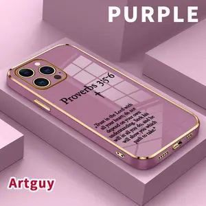 Electroplated Four-corner Phone Case for iPhone 15 Plus 16 Pro Max 14 13 12 11 XR mini XS Excerpts From Minimalist Proverbs Pattern Shockproof Silicone TPU Bumper Drop Protection Soft Cover