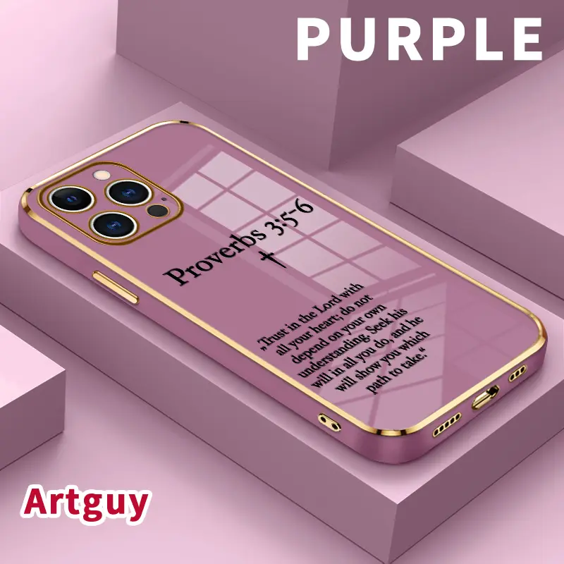 Electroplated Four-corner Phone Case for iPhone 15 Plus 16 Pro Max 14 13 12 11 XR mini XS Excerpts From Minimalist Proverbs Pattern Shockproof Silicone TPU Bumper Drop Protection Soft Cover