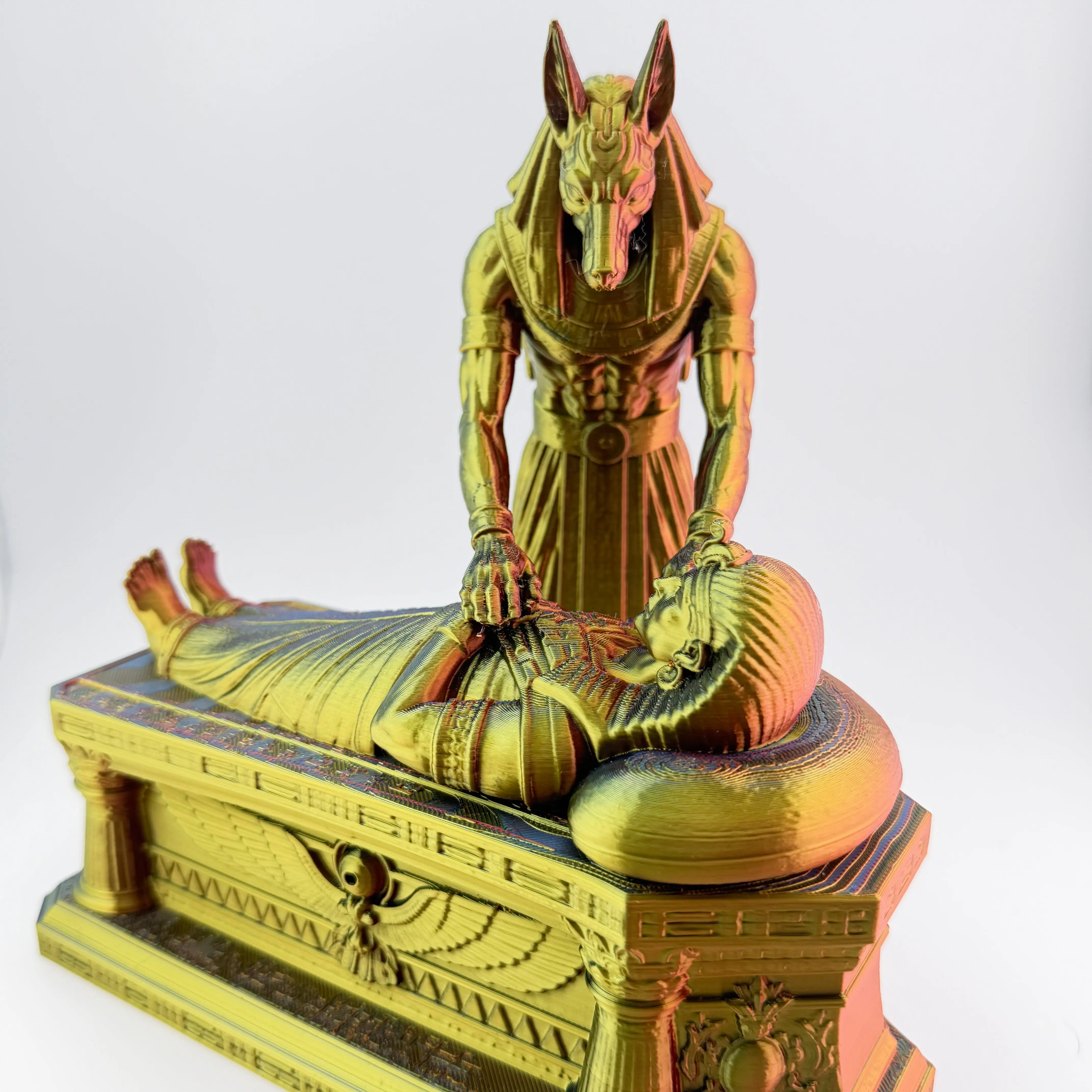 Anubis Egyptian Myth Statue, Ancient Look Cultural Art Figurine with Hieroglyphs, Home Decor Desk Center Piece for Home Supplies