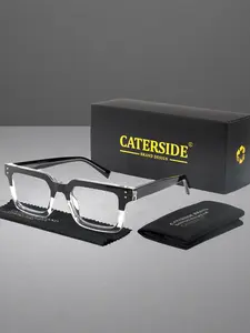 CATERSIDE One Pair With Packaging Casual Style Thick Frame Plano Glasses Classic Square TR90 Material CP Temple Tips Detail Fashionable Elegant Unisex Suitable for Multiple Scenes Including Road Trip Cycling Beach Party and Street Photography
