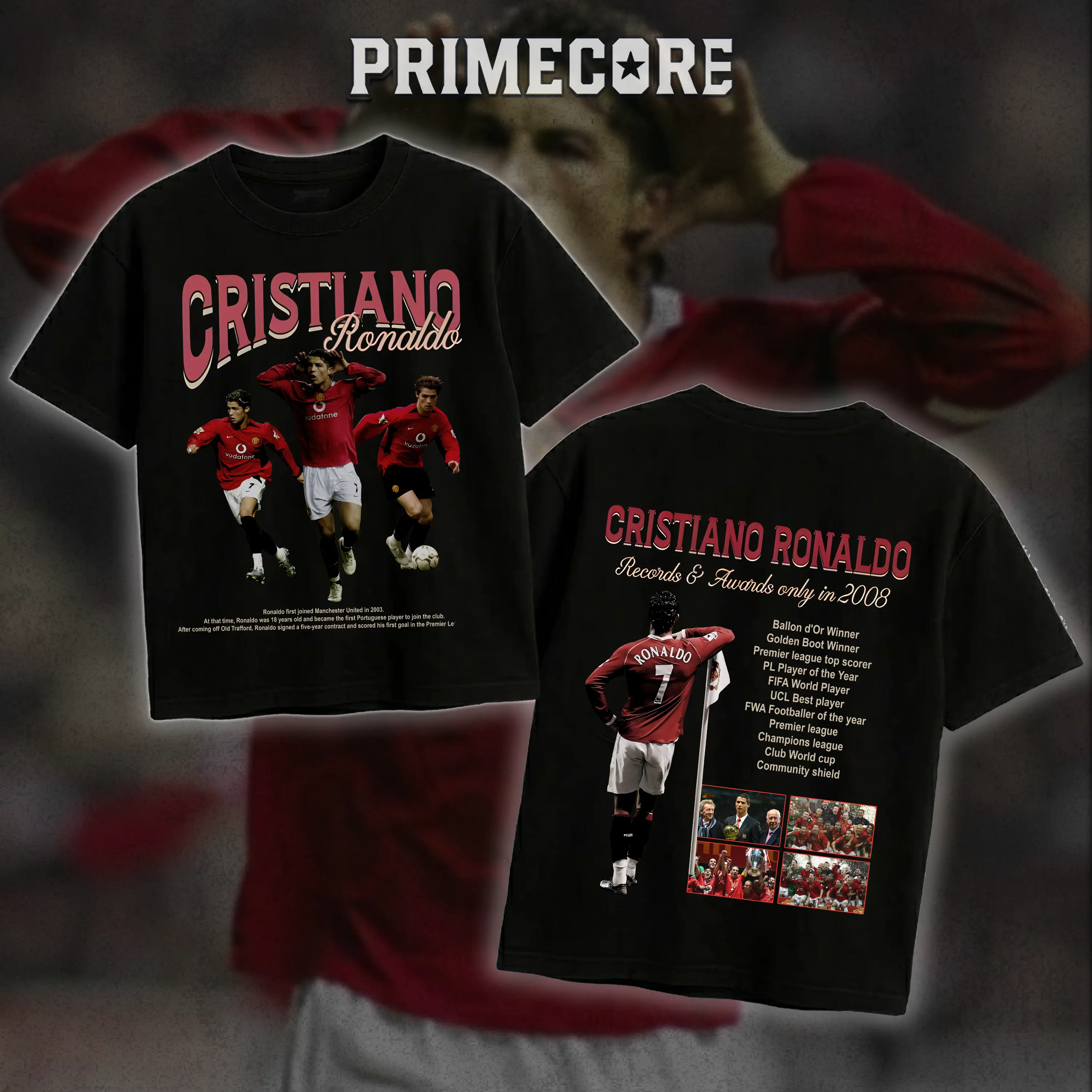 PRIMECORE CR7 Legacy Tee , Soccer Fan Shirt, Cristiano Shirt, Soccer Tee, Sports Gift, Graphic Tee, Unisex Soccer Top Oversized Heavyweight Cotton Tshirt , Gift For Him