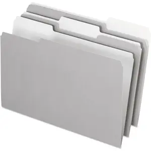 Interior File Folders, 1/3 Cut Top Tab, Legal Size, Gray, Box of 100 for Office Document Organization