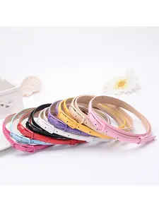 Macaron-colored slim pin buckle belt, glossy PU, versatile skirt-pants decorative belt