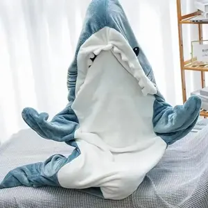 Cartoon Shark Design Sleeping Bag, Soft Comfortable Shark Design Sleeping Bag, Sleeping Bag for Home, Camping & Hiking,Boys & Men gifts, Warm Napping Blanket(Sheet)