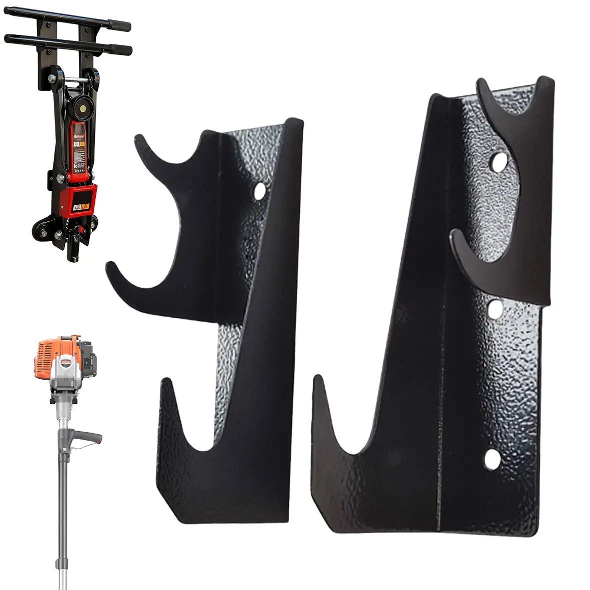 2-Pack Heavy Duty Wall-Mounted Iron & Steel Jack Stand Hooks, Stable Non-Slip Organiser, Space-Saving Garage Rack, Hydraulic Car Jack Storage Holder, Easy Installation for Garage & Shed Tool Rooms