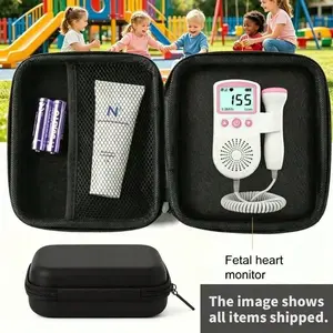 Portable Travel Case for Fetal Doppler Monitor Kit, PU Handbag with Padded Compartments, Fits Baby Heart Rate Device and 1 Gel, Pregnancy Accessories