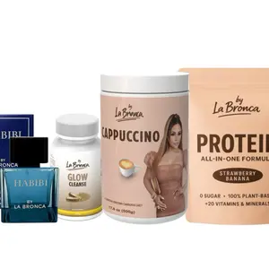 By La Bronca Men's Bundle - Cappuccino Protein All-in-One Formula, Glow Cleanse, Habibi Fragrance, 0 Sugar, 100% Plant-Based, 20 Vitamins & Minerals, Healthcare & Fitness