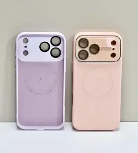 Magnetic Liquid Silicone Case With Large Camera Protection. The Silver Frame Around The Lens Enhances The Phone’s Style, And The Soft, Flexible Material Absorbs Impacts Effectively For iPhone 17 16 15 14 13