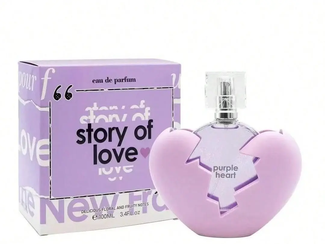 STORY OF LOVE Midnight Dream EDP Regular Edition Unisex Perfume - 3.4 fl oz/100ml Women's Daily/Date Night Spray, Sweet Floral Fruity Floral Scents, Long-Lasting, Enchanting Purple Heart Bottle, Contains Neither Harmful Additives, Liquid Formula