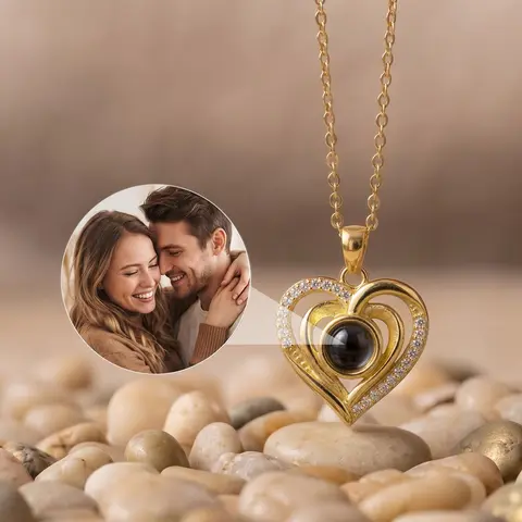 Sofia Heart Design Photo Projection Necklace - Custom Handmade Jewelry, Personalized Memorial Picture Gift for Women, Mother's Day GF Gift, Custom Jewelry, Heart Design Necklace, Gifts For Women