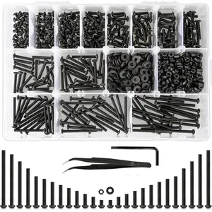 1023 count M3 Screw Assortment 13 Lengths 4mm to 40mm, 10.9 Alloy Steel Nuts and  Assortment it, Metric Button  Hex Socet  Cap Machine Screws and Nuts, Washers, Blac