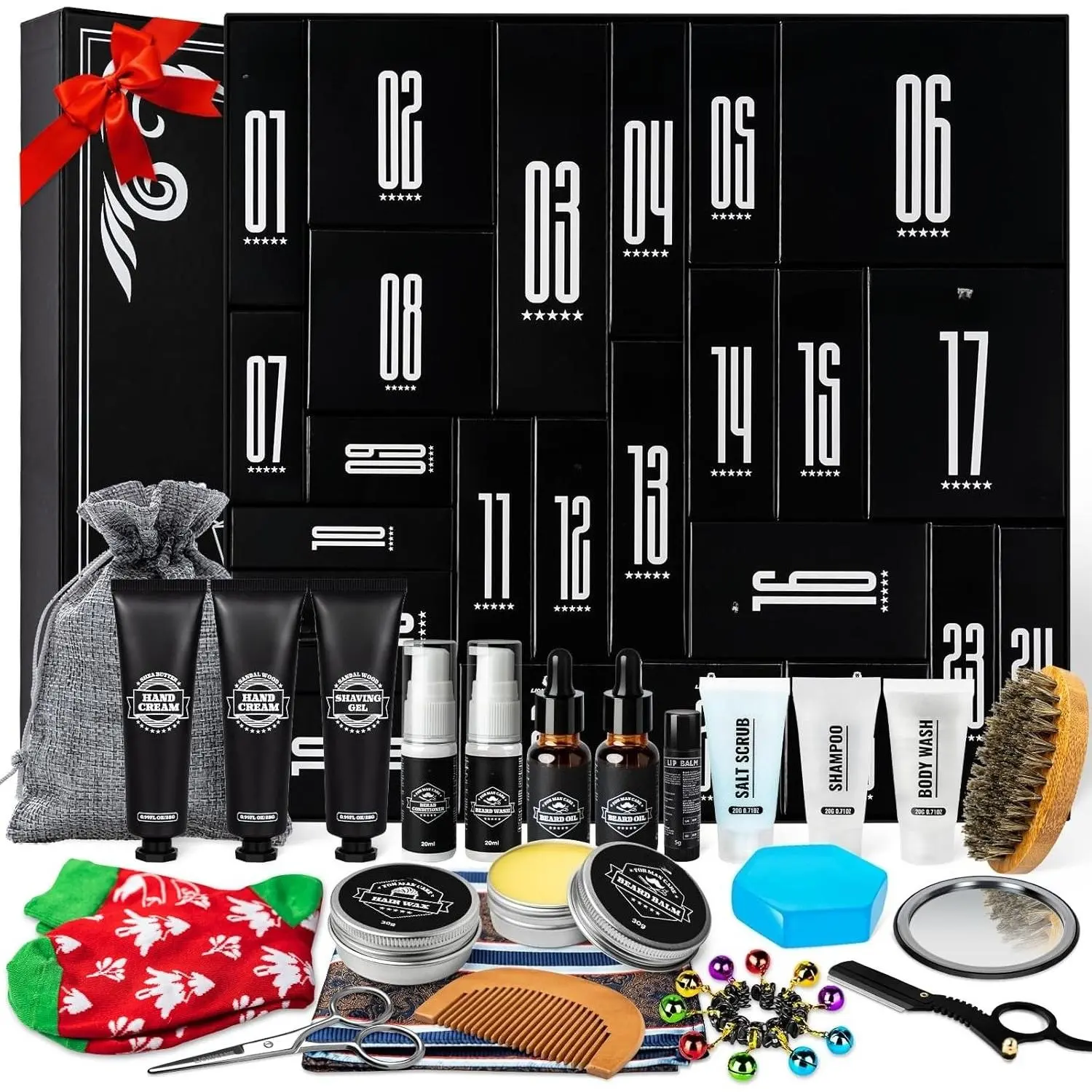 Mens Advent Calendar Gift Set, Beard Care Set 2025 Advent Calendar Countdown Gifts, 24 Days Christmas Gift for for Adult Men Father Boyfriend Grandpa Husband, Xmas Holiday Surprise Gifts