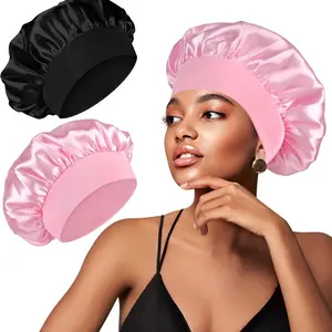 2 Pcs Silk Hair Wrap for Sleeping, Hair Bonnet with Wide Elastic Band, Soft Night Sleep Cap for Women Girls, Hair Care Head Cover for Curly Hair