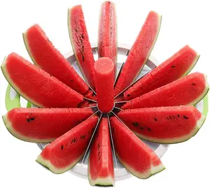 12-Blade Multifunctional Handheld Melon Slicer - Round Watermelon Divider for Uniform Slicing, Safe Non-Toxic Fruit Utensils Kitchen Tool