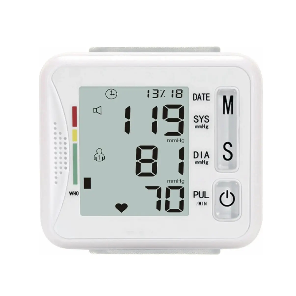 Wrist Blood Pressure Monitor, Digital BP Machine with LCD Display, Adjustable Cuff, Pulse Rate & Irregular Heartbeat Detection, Large Screen, One-Touc