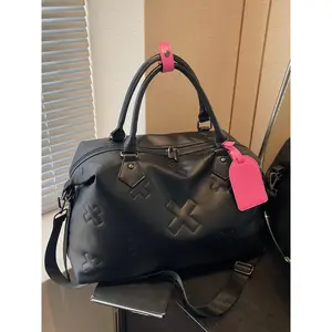 Street style cross pattern embossed handbag, Fashionable crossbody bag, contrast color fashion design, can be carried by hand, shoulder or crossbody, large capacity crossbody bag for commuting and travel, suitable for short trips, etc. Stylish crossbody