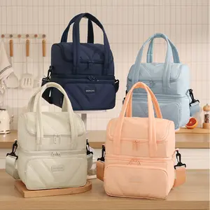 Student Dual-Layer Lunch Bag, Leak-Proof Large Capacity Food Container, Picnic Camping Handheld Insulated Lunch Box, Multifunctional Insulated Bag, Durable Lunch Bags