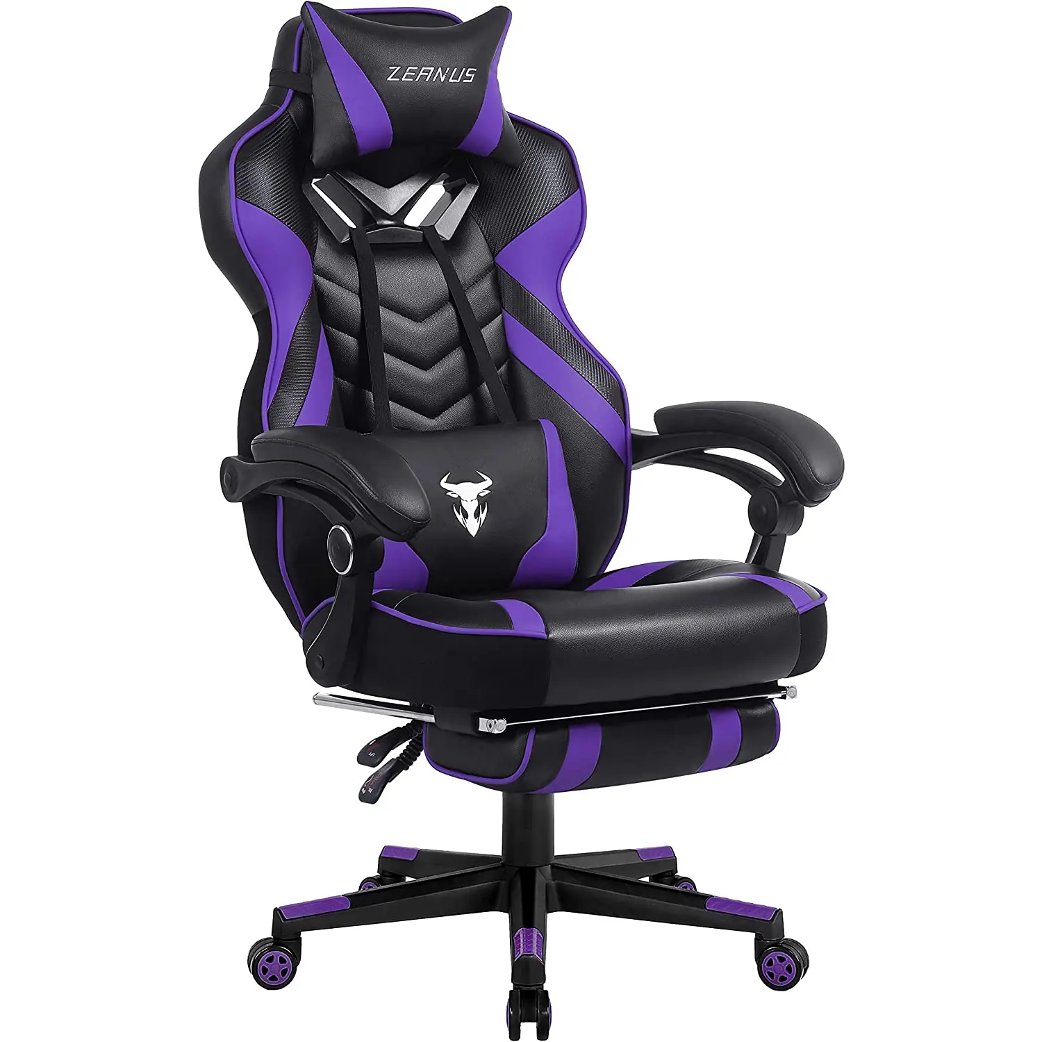 Zeanus Purple Gaming Chair Reclining Computer Chair with Footrest High Back Gamer Chair with Massage Large Computer Gaming Chair Racing Style Chair for Gaming Big and Tall Gaming Chairs for Adult Zeanus