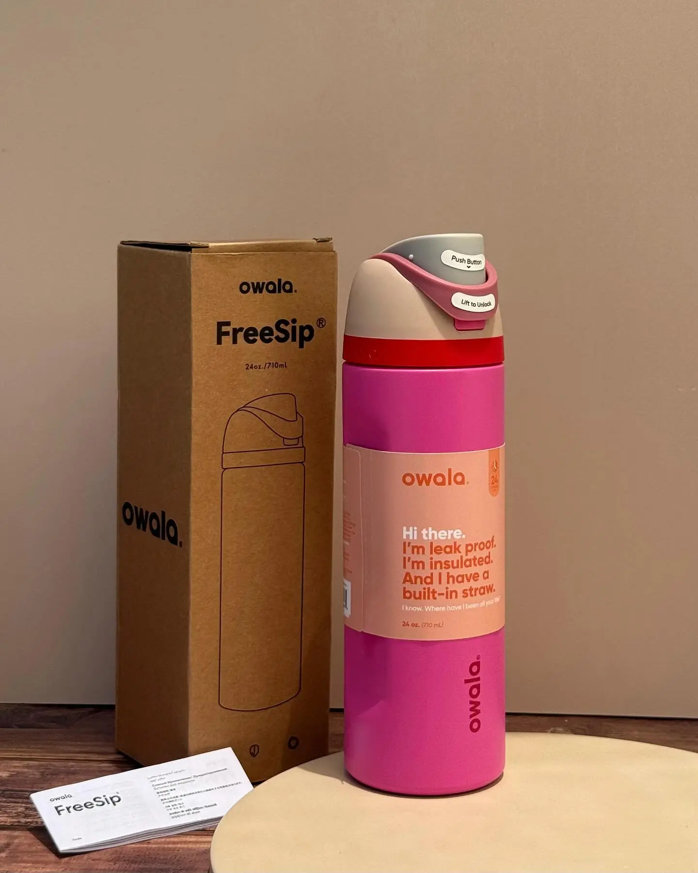 [ SALE ] Owala FreeSip Pink and Purple 24oz FreeSip Stainless Steel Water Bottle
